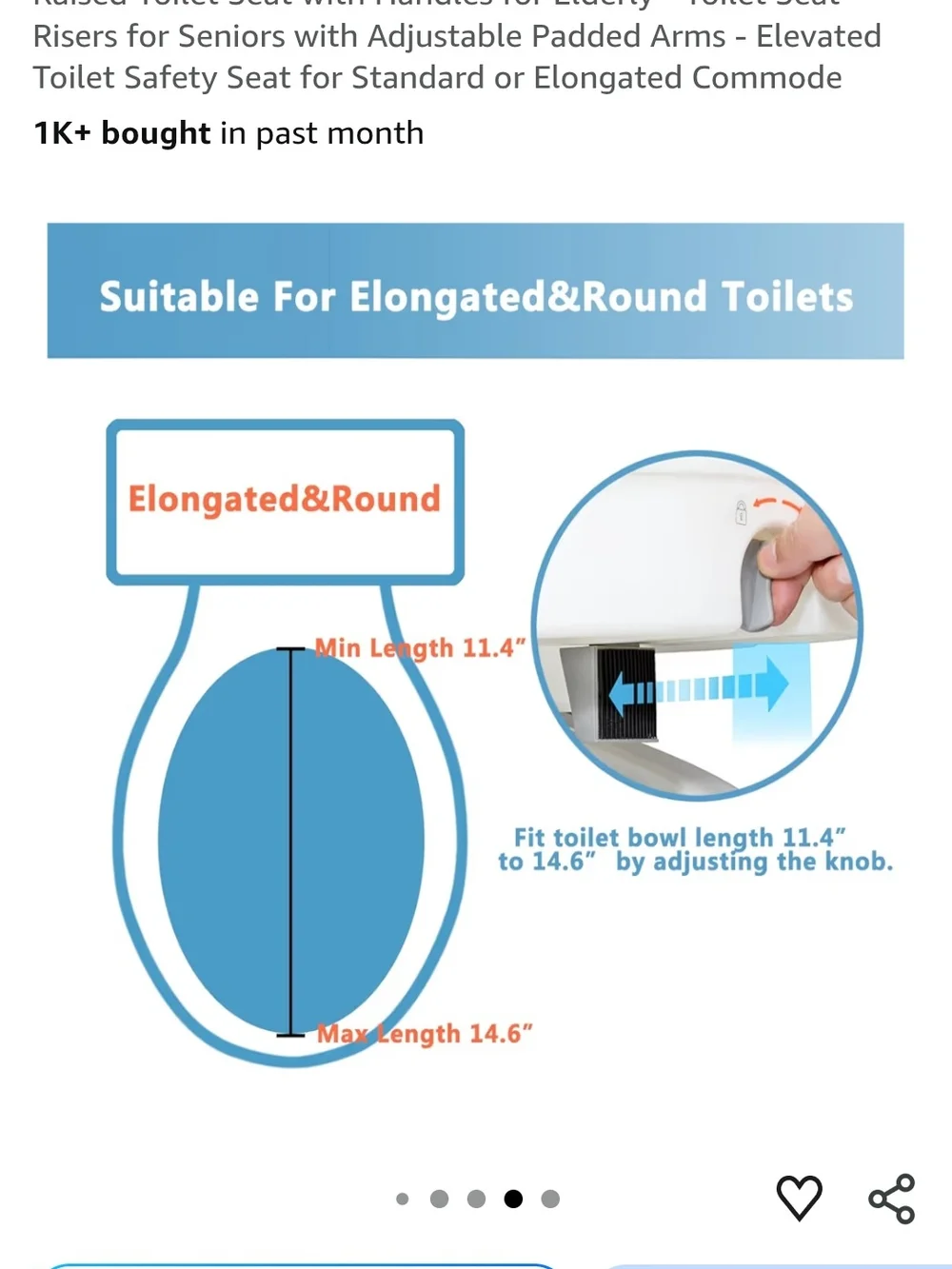 e Raised Toilet Seat with Gray Handles - Elevated Comfort for Seniors